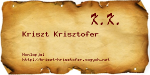 Kriszt Krisztofer névjegykártya